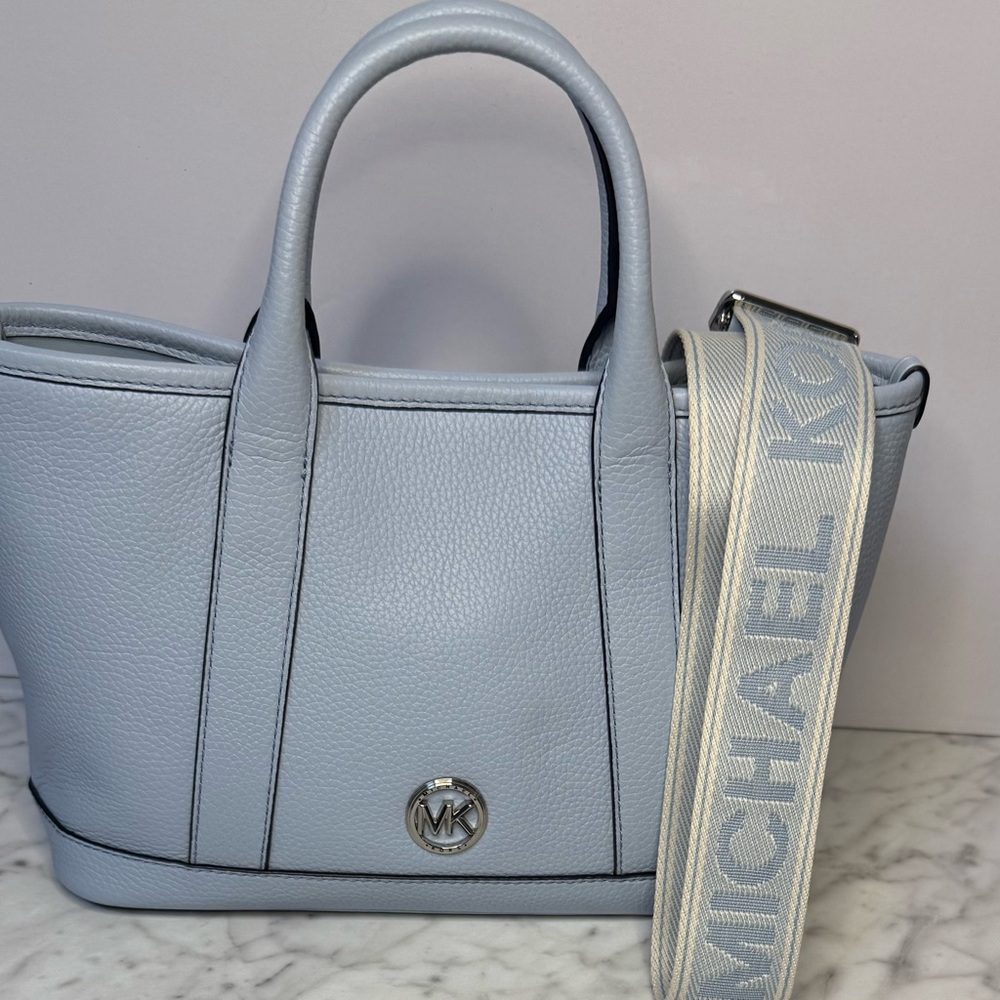 Michael Kors Luisa Signature Logo Satchel Ocean Blue NW